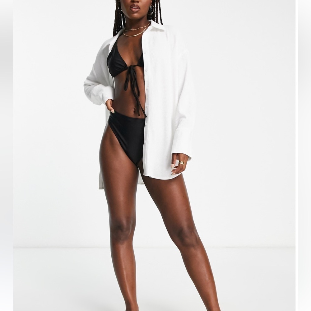 4th & Reckless Taina oversized waffle shirt in white size s